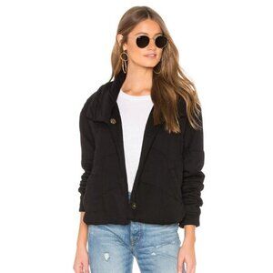 Young Fabulous & Broke Black Velour Furry Jacket Relaxed Fit Size Medium